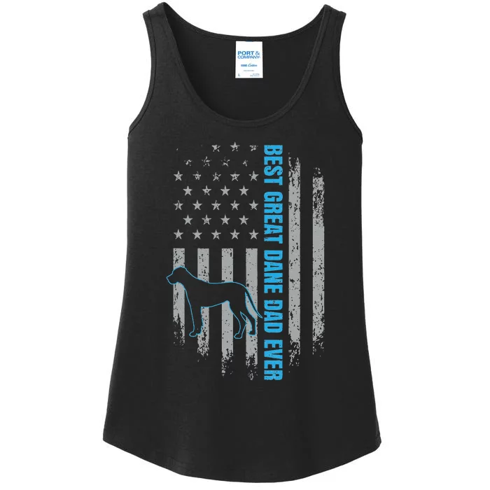 Best Great Dane Dad Ever Great Dane Dog Father American Flag Ladies Essential Tank