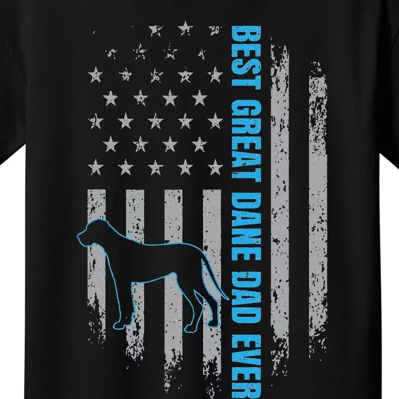 Best Great Dane Dad Ever Great Dane Dog Father American Flag Kids T-Shirt