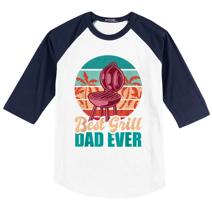 Best Grill Dad Ever For Fathers Day Gift Baseball Sleeve Shirt