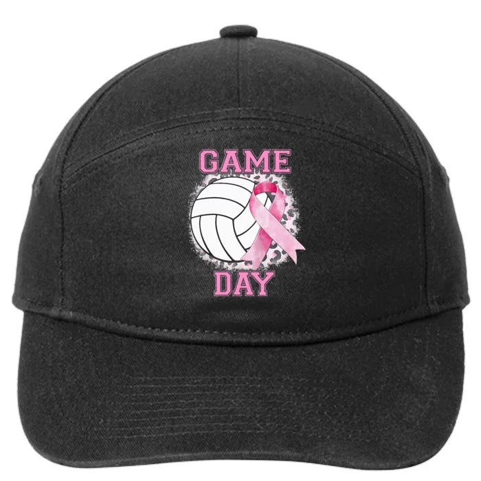 Bleached Game Day Pink Volleyball Breast Cancer Awareness 7-Panel Snapback Hat