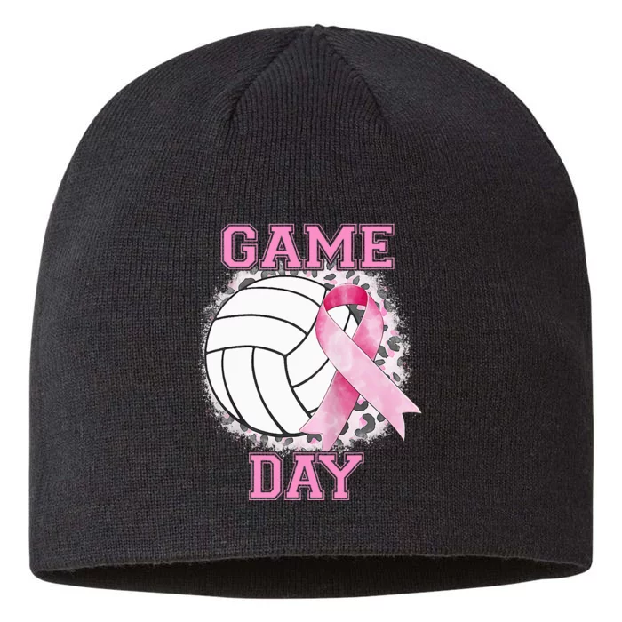 Bleached Game Day Pink Volleyball Breast Cancer Awareness 8 1/2in Sustainable Knit Beanie