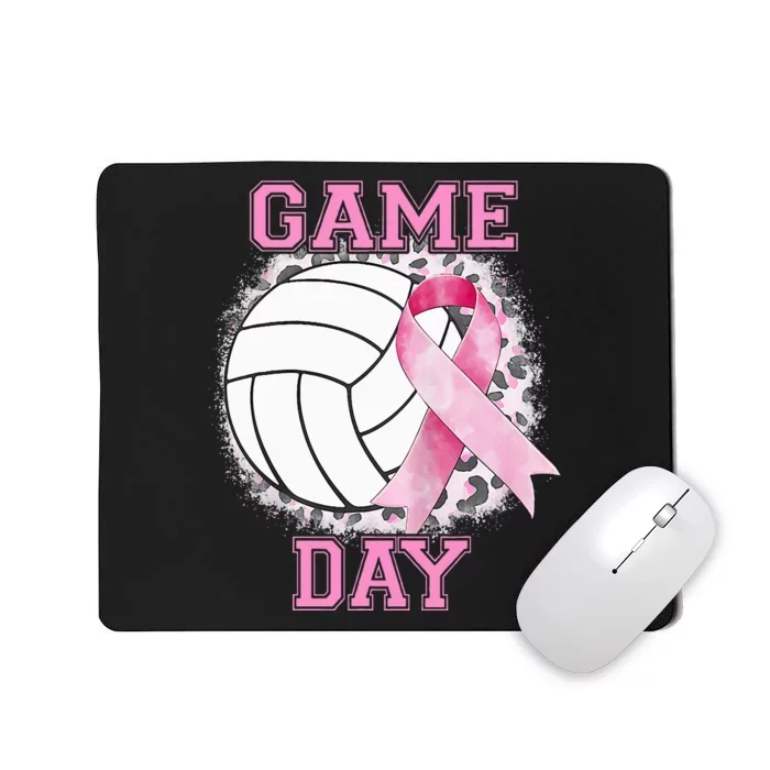 Bleached Game Day Pink Volleyball Breast Cancer Awareness Mousepad