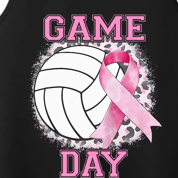 Bleached Game Day Pink Volleyball Breast Cancer Awareness Performance Tank