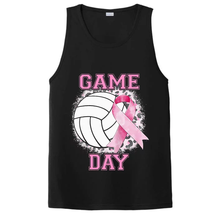 Bleached Game Day Pink Volleyball Breast Cancer Awareness Performance Tank