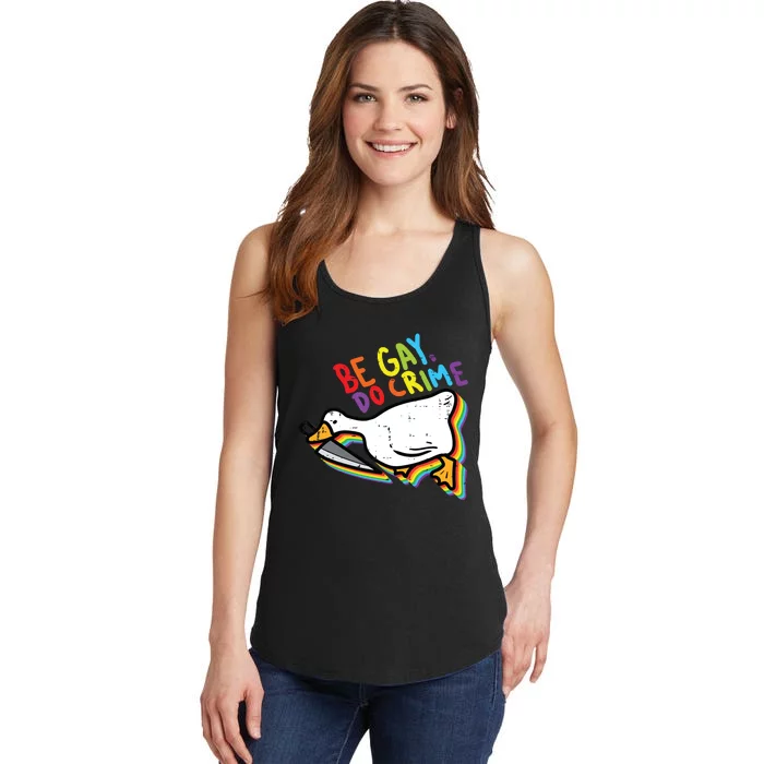 Be Gay Do Crime Goose Rainbow Pride Flag Lgbtq Ladies Essential Tank