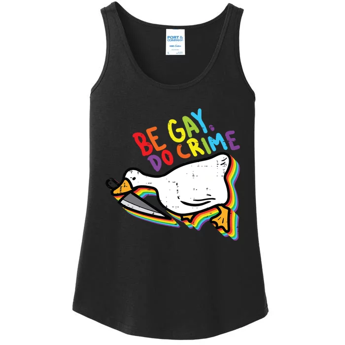 Be Gay Do Crime Goose Rainbow Pride Flag Lgbtq Ladies Essential Tank