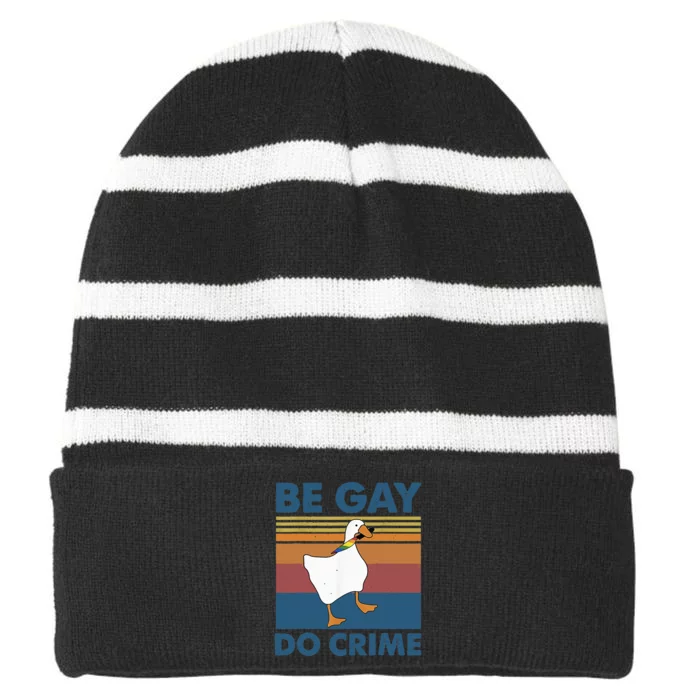 Be Gay Do Crime Striped Beanie with Solid Band