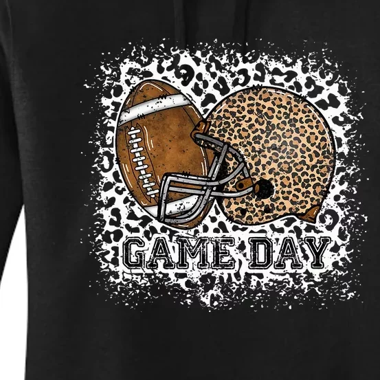 Bleached Game Day Leopard Football Helmet Sport Mom Women's Pullover Hoodie