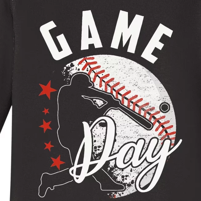 Baseball Game Day Funny Sport Gift Baby Long Sleeve Bodysuit