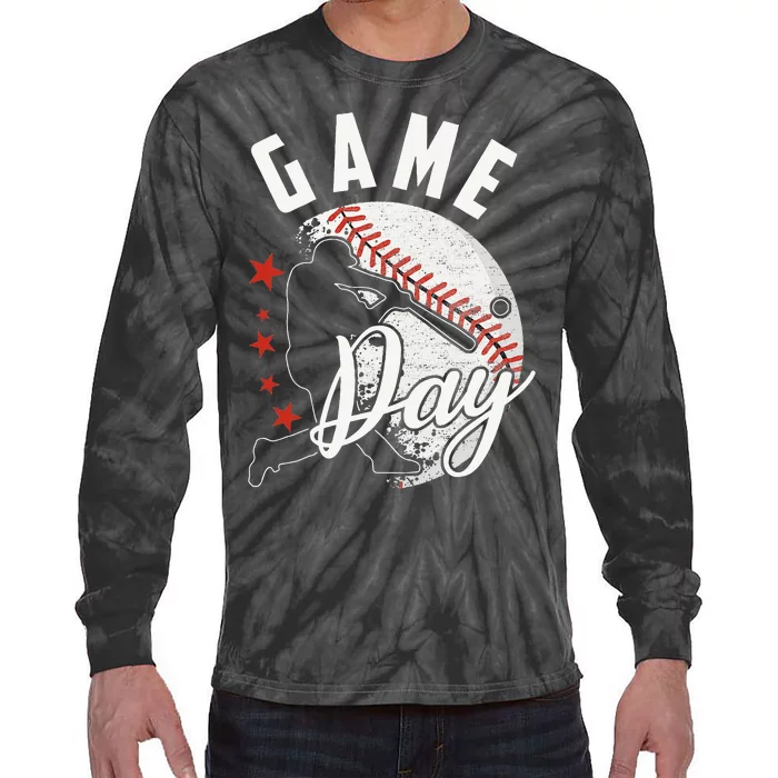 Baseball Game Day Funny Sport Gift Tie-Dye Long Sleeve Shirt