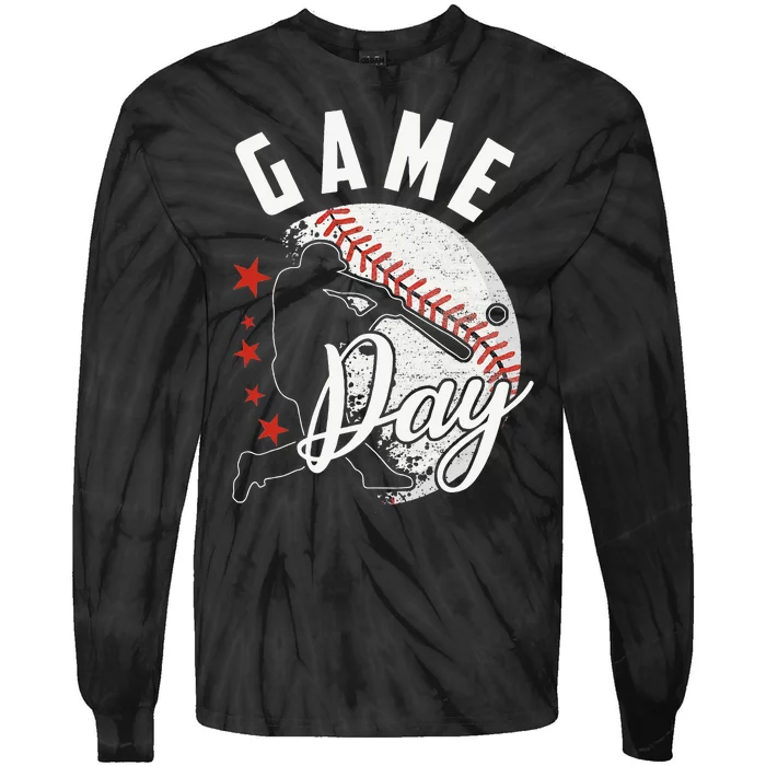 Baseball Game Day Funny Sport Gift Tie-Dye Long Sleeve Shirt