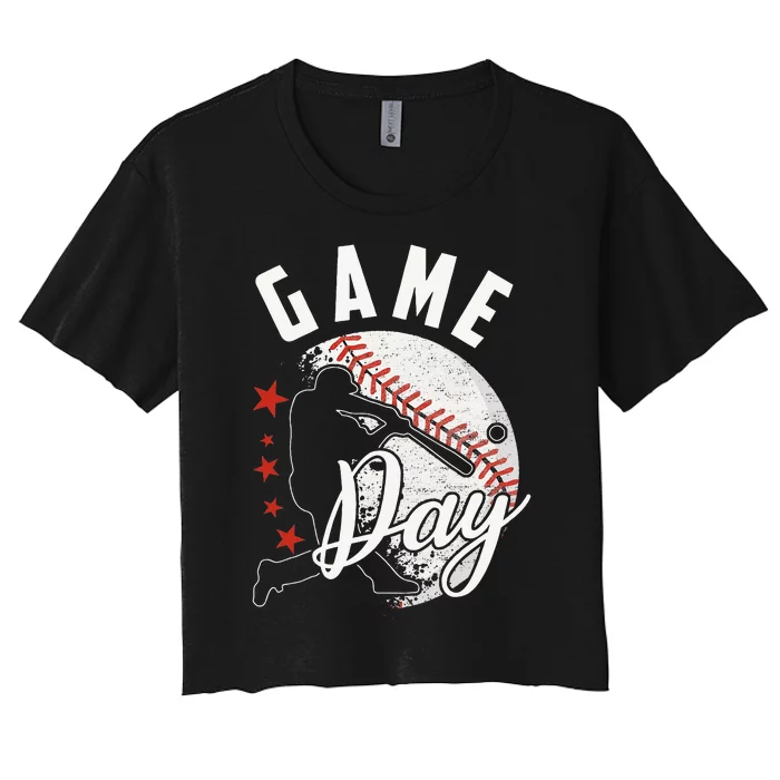 Baseball Game Day Funny Sport Gift Women's Crop Top Tee