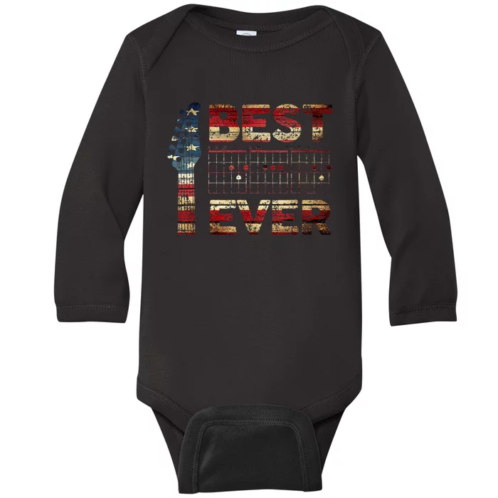 Best Guitar Dad Ever Chords Best Dad Guitar American Flag Baby Long Sleeve Bodysuit