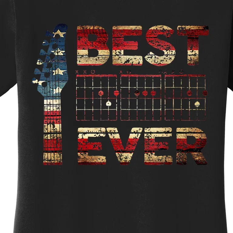 Best Guitar Dad Ever Chords Best Dad Guitar American Flag Women's T-Shirt