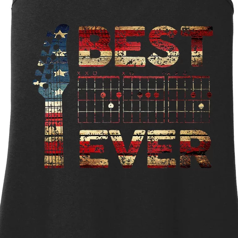 Best Guitar Dad Ever Chords Best Dad Guitar American Flag Ladies Essential Tank