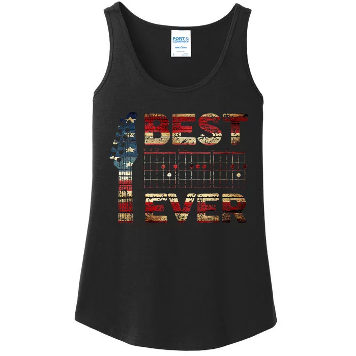 Best Guitar Dad Ever Chords Best Dad Guitar American Flag Ladies Essential Tank