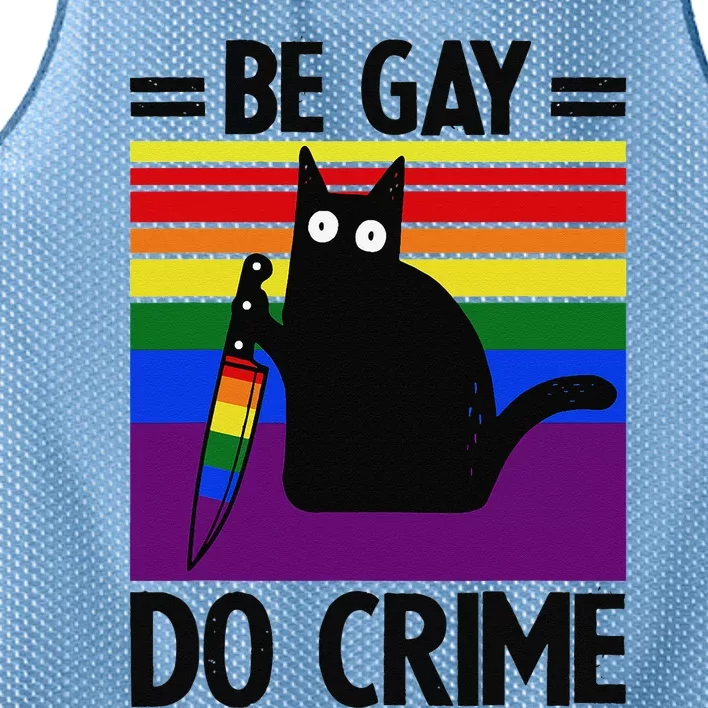 Be Gay Do Crime Cat LGBT Flag Mesh Reversible Basketball Jersey Tank