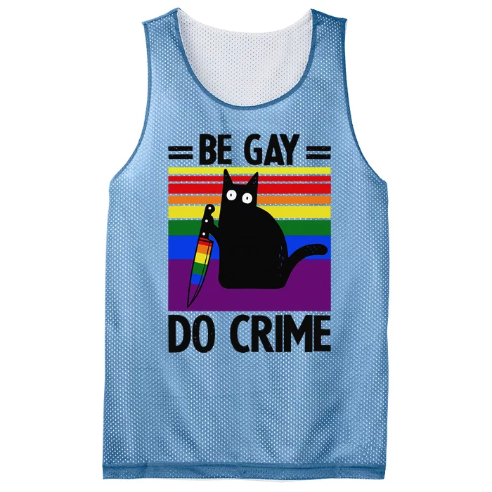 Be Gay Do Crime Cat LGBT Flag Mesh Reversible Basketball Jersey Tank