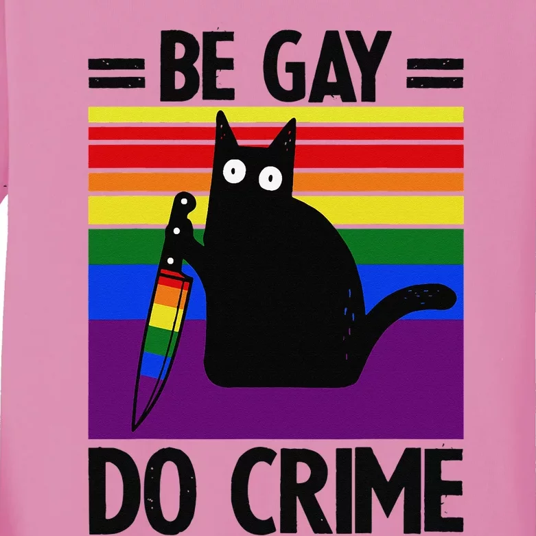 Be Gay Do Crime Cat LGBT Flag Kids Long Sleeve Shirt