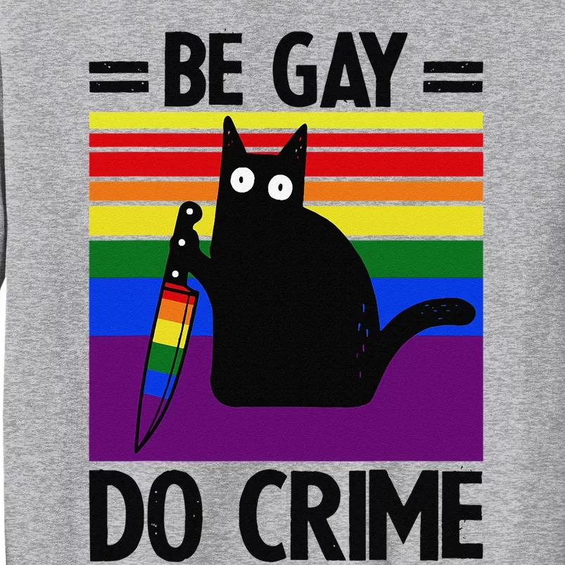 Be Gay Do Crime Cat LGBT Flag Tall Sweatshirt