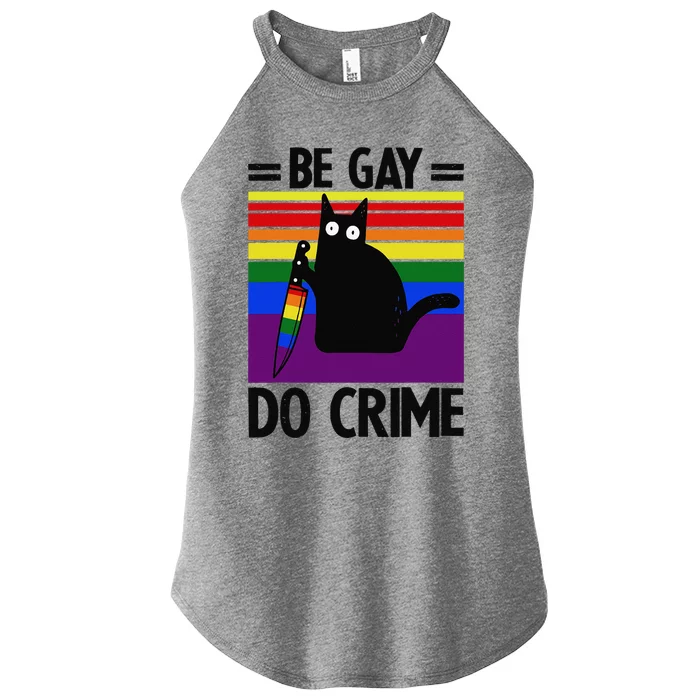 Be Gay Do Crime Cat LGBT Flag Women’s Perfect Tri Rocker Tank