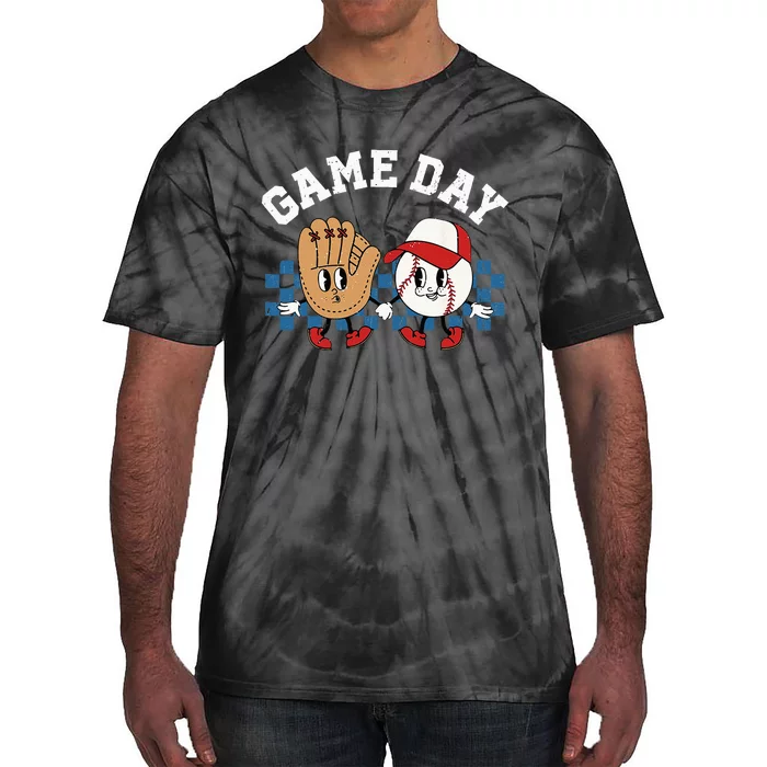 Baseball Game Day Retro Groovy Sports Fan Baseball Lover Tie-Dye T-Shirt