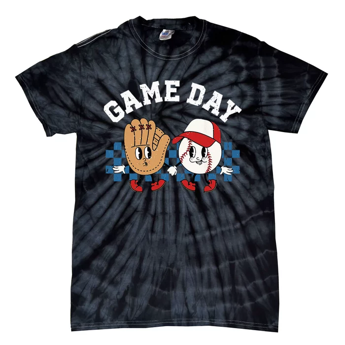 Baseball Game Day Retro Groovy Sports Fan Baseball Lover Tie-Dye T-Shirt