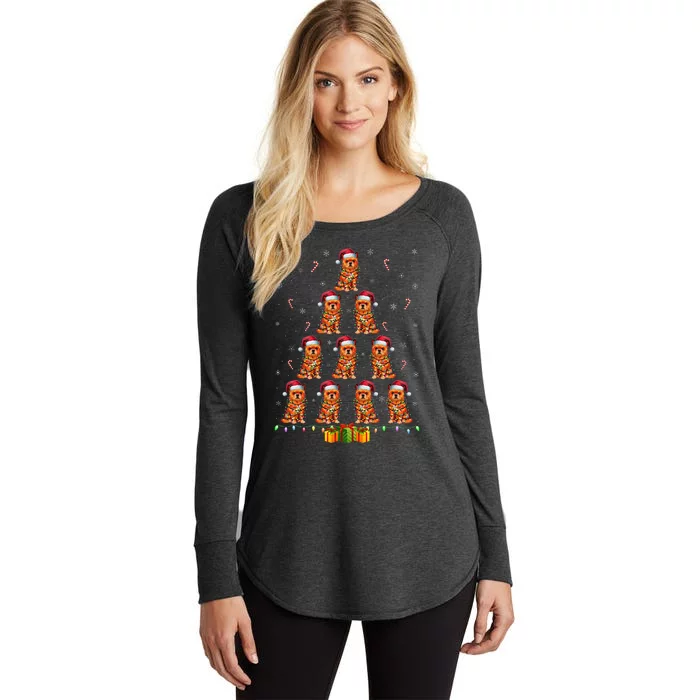 Brussels Griffon Dog Santa Hat Xmas Lights Christmas Tree Women's Perfect Tri Tunic Long Sleeve Shirt