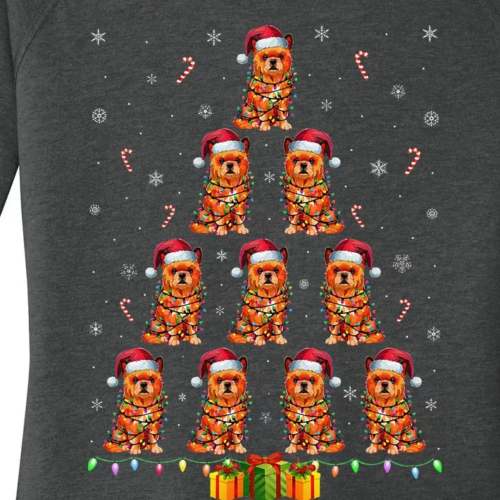 Brussels Griffon Dog Santa Hat Xmas Lights Christmas Tree Women's Perfect Tri Tunic Long Sleeve Shirt