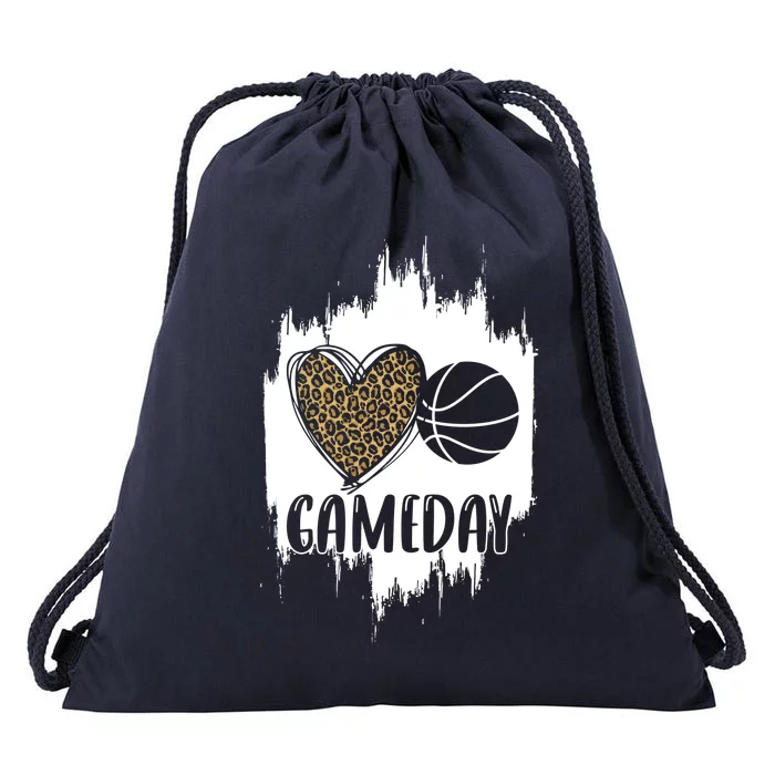 Basketball Game Day Leopard Cheetah Basketball Lover Gift Drawstring Bag