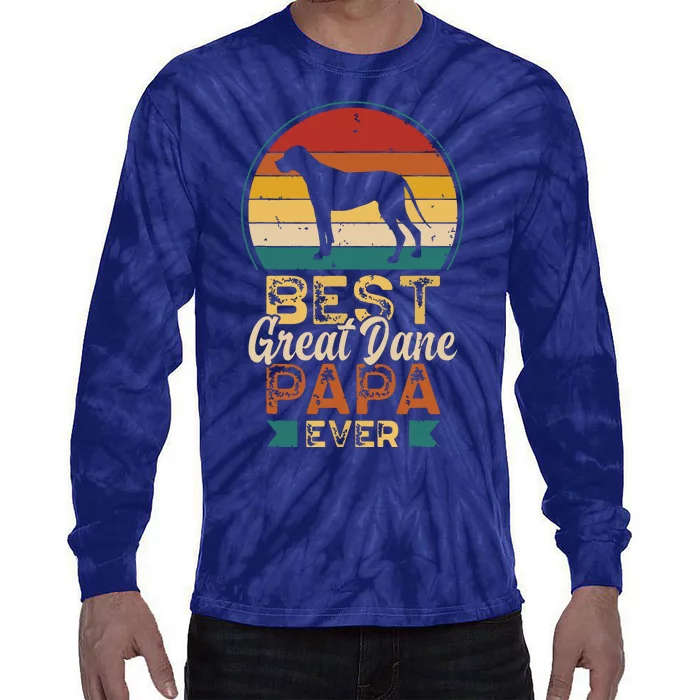 Best Great Dane Papa Ever Fathers Day Dad Grandpa Tie-Dye Long Sleeve Shirt