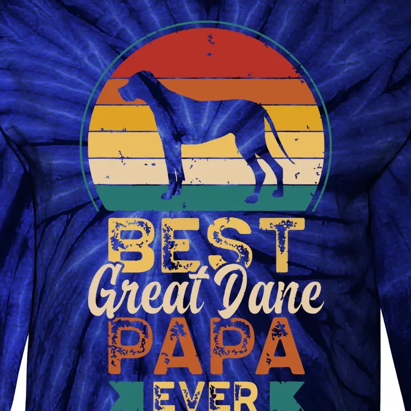 Best Great Dane Papa Ever Fathers Day Dad Grandpa Tie-Dye Long Sleeve Shirt