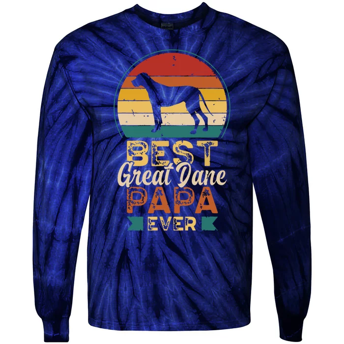 Best Great Dane Papa Ever Fathers Day Dad Grandpa Tie-Dye Long Sleeve Shirt