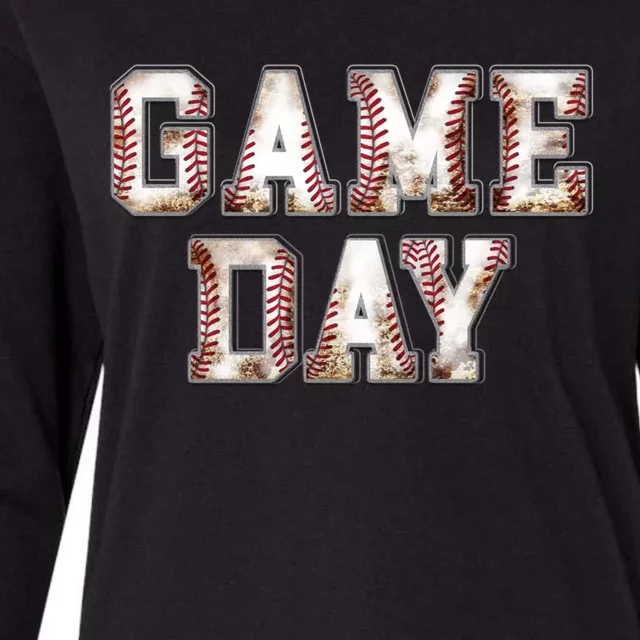 Baseball Game Day Cute Gift Womens Cotton Relaxed Long Sleeve T-Shirt