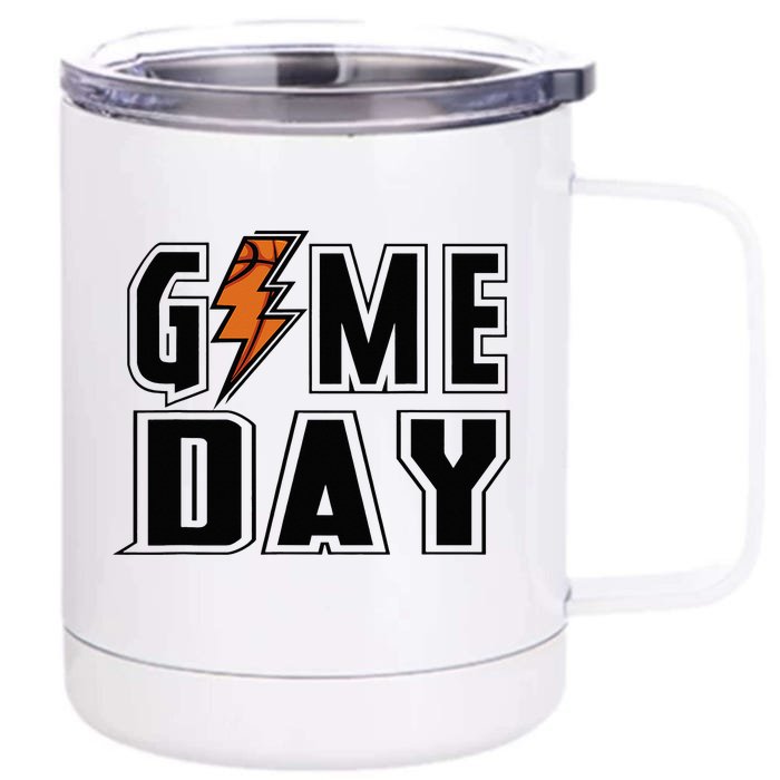 Basketball Game Day Lightning Team Basketball Front & Back 12oz Stainless Steel Tumbler Cup