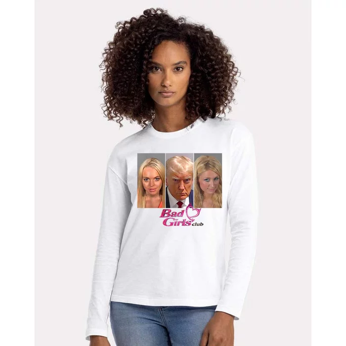 Bad Girls Donald Club Trump 2024 Mugshot Womens Cotton Relaxed Long Sleeve T-Shirt