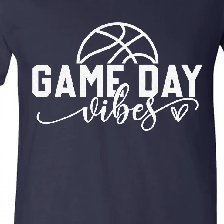 Basketball Game Day Vibes Basketball Mom Life Game Day V-Neck T-Shirt