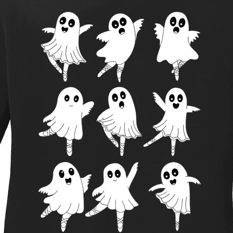 Ballet Ghost Dancing Dancer Dance Teacher Halloween Ladies Long Sleeve Shirt