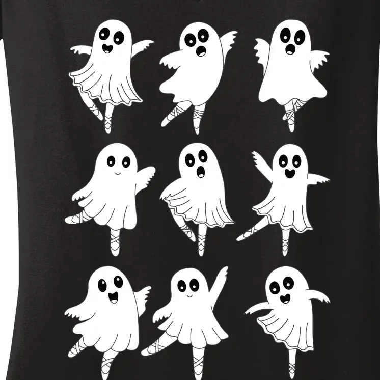 Ballet Ghost Dancing Dancer Dance Teacher Halloween Women's V-Neck T-Shirt