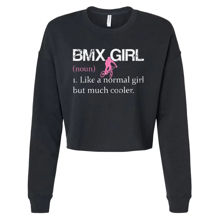 BMX Girl Definition Funny BMX Women Rider Cool Biking Cropped Pullover Crew