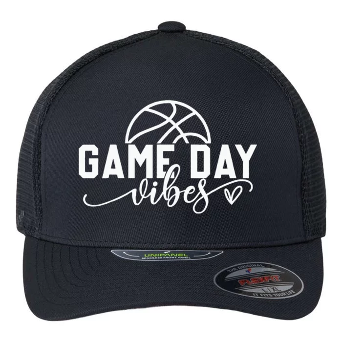 Basketball Game Day Vibes Basketball Mom Life Game Day Flexfit Unipanel Trucker Cap