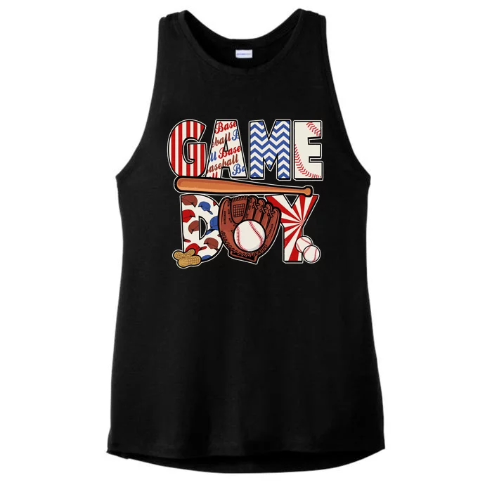 Baseball Game Day Ladies Tri-Blend Wicking Tank