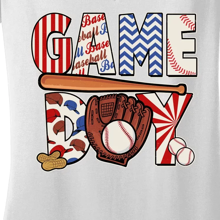 Baseball Game Day Women's V-Neck T-Shirt