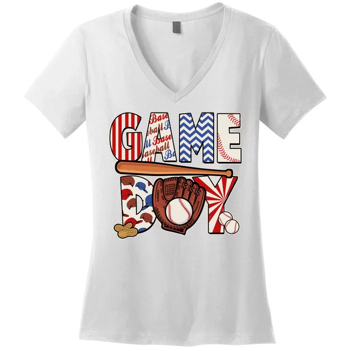 Baseball Game Day Women's V-Neck T-Shirt