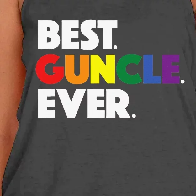 Best Guncle Ever Gift & New Baby Announcement for Gay Uncle Women's Knotted Racerback Tank