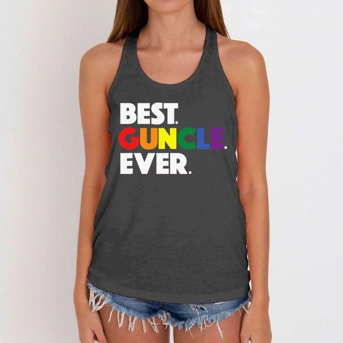 Best Guncle Ever Gift & New Baby Announcement for Gay Uncle Women's Knotted Racerback Tank