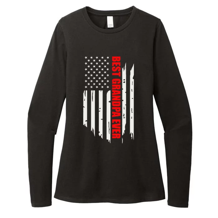 Best Grandpa Ever Vintage American Flag Womens CVC Long Sleeve Shirt