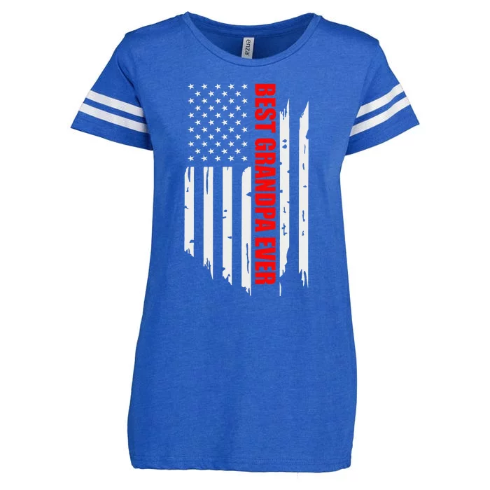 Best Grandpa Ever Vintage American Flag Enza Ladies Jersey Football T-Shirt