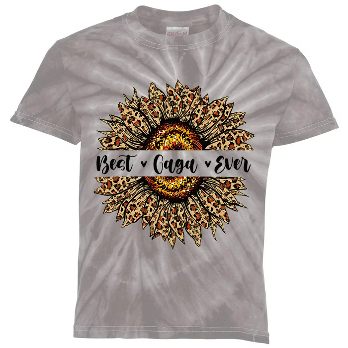 Best Gaga Ever Sunflower Gaga Mothers Day Gifts Kids Tie-Dye T-Shirt