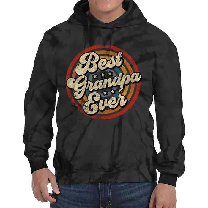 Best Grandpa Ever Vintage Retro Style Tie Dye Hoodie